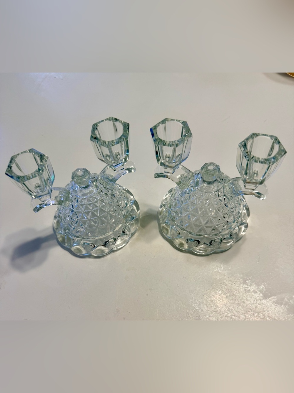 1930-1960's RARE IMPERIAL GLASS KATY
DOUBLE CANDLE HOLDERS (2)